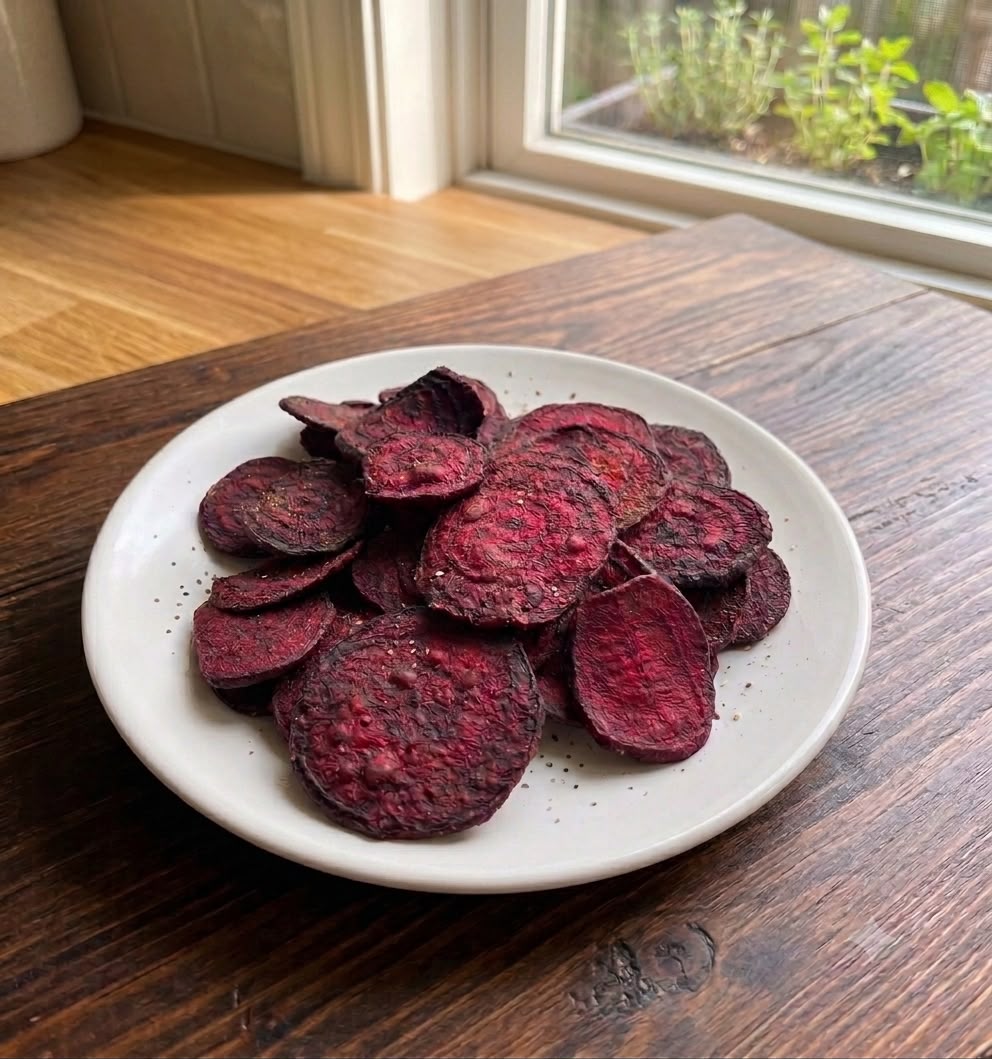 Vacuum-cooked Beetroot Chips